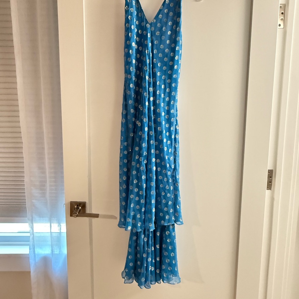 Blue Polka Dot Maxi Dress